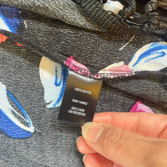 Torrid Kimono Top Womens Black Floral Open Front Fringe Trimmed Bohemian 00 - Picture 2 of 12